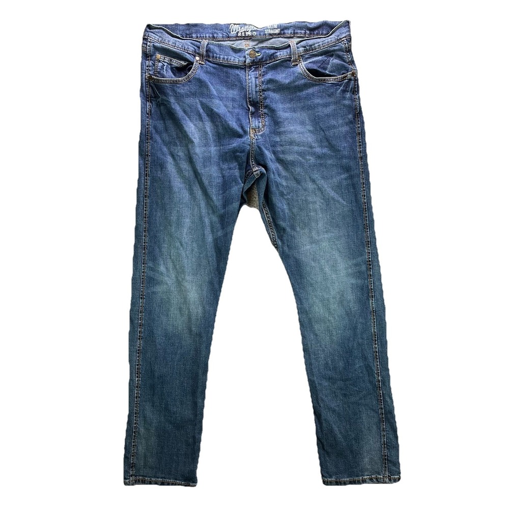 Wrangler Jeans Mens 40x34 Blue Retro Slim Straight Stretch Western Faded Denim